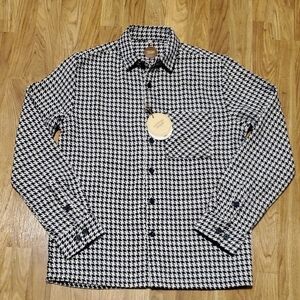 Men's Black and White Houndstooth Casual Button Down Shirt like new!